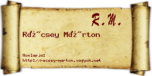 Récsey Márton névjegykártya