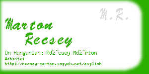 marton recsey business card